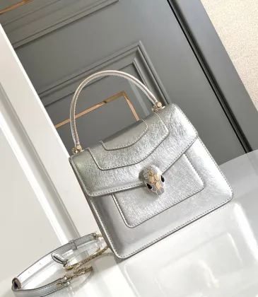 Bvlgari Serpenti Metallic Silver Top Handle Bag With Iconic Motif #A51653 Bvlgari Serpenti Metallic Silver Top Handle Bag With Iconic Motif #A51653