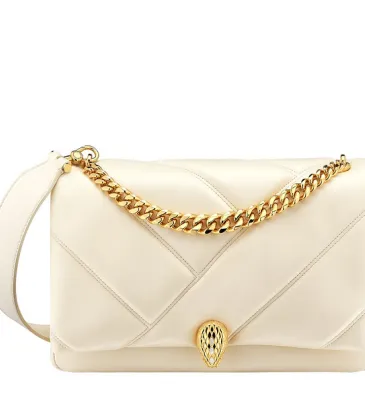 Bvlgari Serpenti Diamond Blast Shoulder Bag In Creamy White Leather For Luxury Style #A51665 Bvlgari Serpenti Diamond Blast Shoulder Bag In Creamy White Leather For Luxury Style #A51665