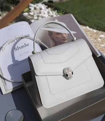 Bvlgari Serpenti Forever Top Handle Bag In White Leather For Timeless Luxury #A51666 Bvlgari Serpenti Forever Top Handle Bag In White Leather For Timeless Luxury #A51666