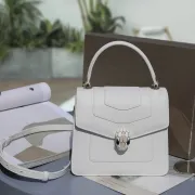 Bvlgari Serpenti Forever Top Handle Bag In White Leather Timeless Elegance #A51667 Bvlgari Serpenti Forever Top Handle Bag In White Leather Timeless Elegance #A51667