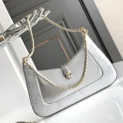 Bvlgari Serpenti Metallic Silver Handbag With Iconic Chain Strap #A51657 Bvlgari Serpenti Metallic Silver Handbag With Iconic Chain Strap #A51657
