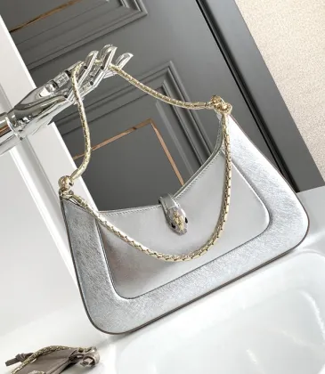 Bvlgari Serpenti Metallic Silver Handbag With Iconic Chain Strap #A51657 Bvlgari Serpenti Metallic Silver Handbag With Iconic Chain Strap #A51657