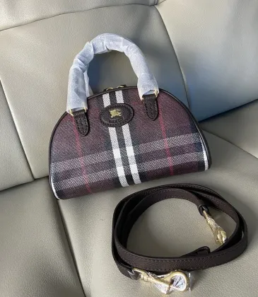 Burberry Mini Check Canvas Bowling Top Handle Bag 19.5×9×12cm #A65007 Burberry Mini Check Canvas Bowling Top Handle Bag 19.5×9×12cm #A65007