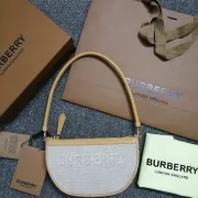 Burberry Canvas And Leather Shoulder Bag With Branding In Neutral Tones #A51529 Burberry Canvas And Leather Shoulder Bag With Branding In Neutral Tones #A51529
