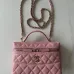 Chanel Pink Quilted Vanity Bag With Chain Strap And Top Handle Showcasing Timeless Luxury #A50413