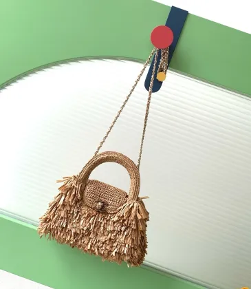 Chanel AS4416 Raffia Tassel Mini Top Handle Bag Gold CC Chain Crossbody Handbag #A65962 Chanel AS4416 Raffia Tassel Mini Top Handle Bag Gold CC Chain Crossbody Handbag #A65962
