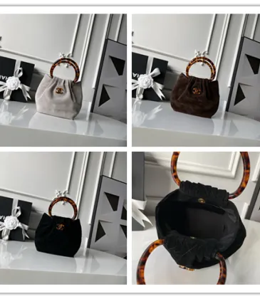 Chanel AS6022 Suede Bucket Bag with Tortoise Handle 18x24x12cm #A64996 Chanel AS6022 Suede Bucket Bag with Tortoise Handle 18x24x12cm #A64996