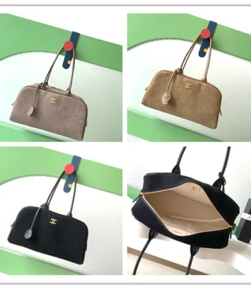 Chanel AS6211 Suede Quilted Boston Doctor Bag Gold CC Top Handle Shoulder Handbag #A65961 Chanel AS6211 Suede Quilted Boston Doctor Bag Gold CC Top Handle Shoulder Handbag #A65961