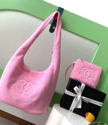 Chanel Terry Cloth Hobo Bag With Signature CC Logo Embossing size:38×58×20cm #A53667 Chanel Terry Cloth Hobo Bag With Signature CC Logo Embossing size:38×58×20cm #A53667