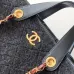 Chanel Black Felt Tote Quilted  Soft Textured  Calfskin Handle Metallic Chain #A60144