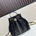 Small Hippie Backpack Drawstring Bucket Bag with Vintage Gold Coin Buttons and Diamond Pattern and Vintage Black and Gold Bag #A54522