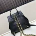 Small Hippie Backpack Drawstring Bucket Bag with Vintage Gold Coin Buttons and Diamond Pattern and Vintage Black and Gold Bag #A54522