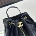 Small Hippie Backpack Drawstring Bucket Bag with Vintage Gold Coin Buttons and Diamond Pattern and Vintage Black and Gold Bag #A54522