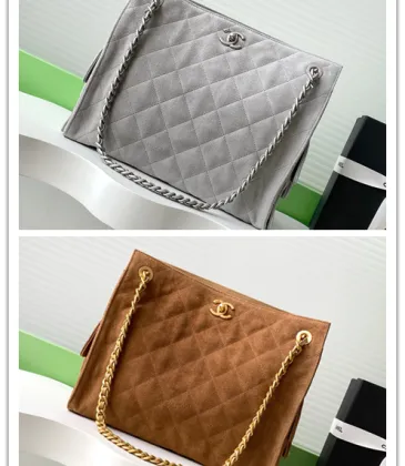 Chanel Quilted Suede Tote Bags With Iconic Chain Straps In Dual Tones #A50980 Chanel Quilted Suede Tote Bags With Iconic Chain Straps In Dual Tones #A50980