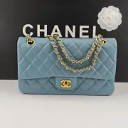 Chanel Classic Flap Bag In Light Blue Quilted Leather With Gold - Tone CC Hardware #A50708 Chanel Classic Flap Bag In Light Blue Quilted Leather With Gold - Tone CC Hardware #A50708