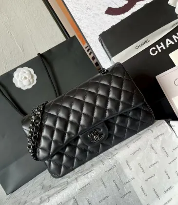 Chanel CC Black Quilted Lambskin Medium Classic Double Flap AAA+ Shoulder Bag #A54424 Chanel CC Black Quilted Lambskin Medium Classic Double Flap AAA+ Shoulder Bag #A54424