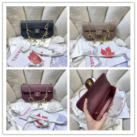 Chanel Caviar Chain Flap Clutch 6340 12×22×4cm #A67252