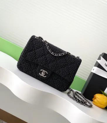 Chanel Black Beaded Classic Flap Bag With Chain Strap For Timeless Elegance #A50046 Chanel Black Beaded Classic Flap Bag With Chain Strap For Timeless Elegance #A50046