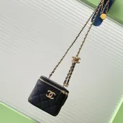 Chanel Quilted Caviar Leather Mini Vanity Bag With Gold Chain Strap And CC Logo size:11×8×7cm #A54384 Chanel Quilted Caviar Leather Mini Vanity Bag With Gold Chain Strap And CC Logo size:11×8×7cm #A54384