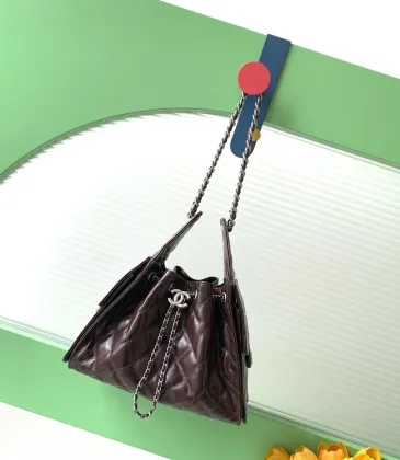 Chanel Quilted Hobo Drawstring Bucket Bag 20-22-12.5cm #A63815 Chanel Quilted Hobo Drawstring Bucket Bag 20-22-12.5cm #A63815