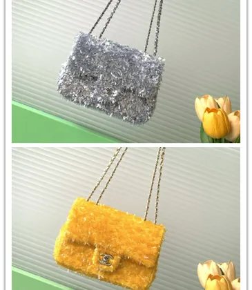 Chanel Tweed Flap Bags In Silver And Yellow For Fashion - Forward Style Statements #A49789 Chanel Tweed Flap Bags In Silver And Yellow For Fashion - Forward Style Statements #A49789