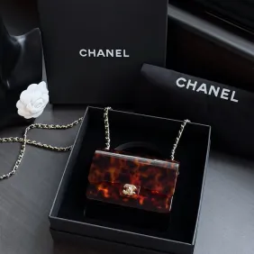 Chanel Tortoiseshell Acrylic Chain Crossbody AS6020 #A66145