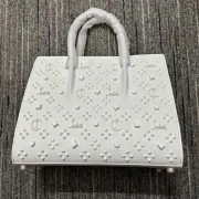 Christian Louboutin White Leather Handbag With Silver - Tone Embellishments #A52418