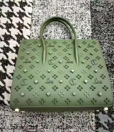 Christian Louboutin Olive Green Studded Leather Handbag With Signature Motifs #A52419