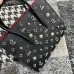 Christian Louboutin Black Leather Handbag With Gold - Tone Embellishments And Red Accents #A52420