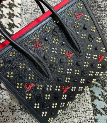 Christian Louboutin Black Leather Handbag With Colorful Studs And Red Branding #A52421