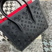 Christian Louboutin Black & Red Studded Leather Handbag With Signature Motifs #A52422