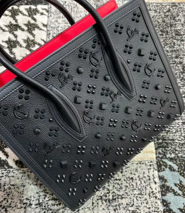 Christian Louboutin Black & Red Studded Leather Handbag With Signature Motifs #A52422