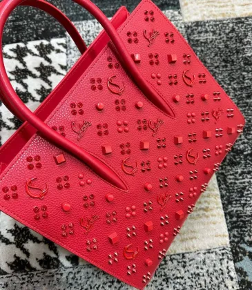 Christian Louboutin Red Studded Embellished Handbag With Signature Motifs #A52423