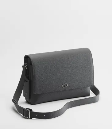 Dior CD Icon Gray Leather Messenger Bag 93937 #A66129