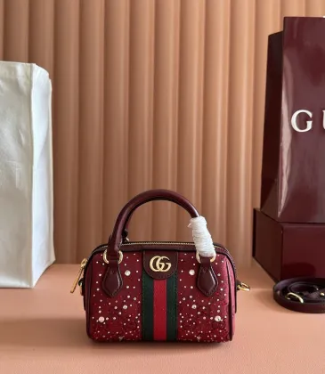 Gucci 781490 Mini Boston Top Handle Bag - Wine Red with Crystal Embellishments & Web Stripe #A60525 Gucci 781490 Mini Boston Top Handle Bag - Wine Red with Crystal Embellishments & Web Stripe #A60525