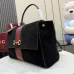Gucci Black Suede Web Stripe Horsebit Top Handle Bag 875019 #A66529