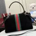 Gucci Black Suede Web Stripe Horsebit Top Handle Bag 875019 #A66529