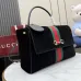 Gucci Black Suede Web Stripe Horsebit Top Handle Bag 875019 #A66529