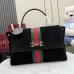 Gucci Black Suede Web Stripe Horsebit Top Handle Bag 875019 #A66529