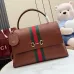 Gucci Brown Leather Web Stripe Horsebit Flap Handbag 875019 #A66543