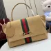 Gucci Brown Leather Web Stripe Horsebit Flap Handbag 875019 #A66543