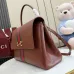Gucci Brown Leather Web Stripe Horsebit Flap Handbag 875019 #A66543