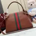 Gucci Brown Leather Web Stripe Horsebit Flap Handbag 875019 #A66543