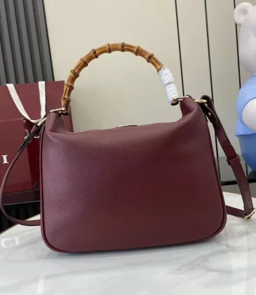 Gucci Burgundy Leather Bamboo Shoulder Bag 799863 W30xH23xD6.5cm #A67149 Gucci Burgundy Leather Bamboo Shoulder Bag 799863 W30xH23xD6.5cm #A67149