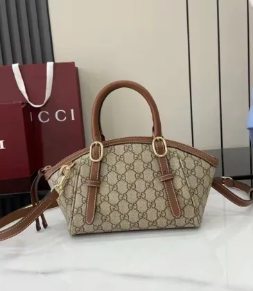 Gucci Classic Monogram Canvas Handbag With Leather Trim size:31×17×12cm #A53693 Gucci Classic Monogram Canvas Handbag With Leather Trim size:31×17×12cm #A53693