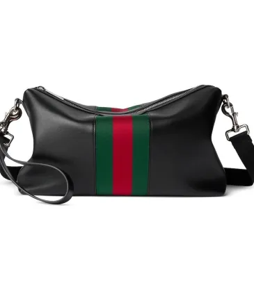 Gucci Black Leather Web Stripe Crossbody Shoulder Bag A002kx #A66525