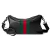 Gucci Black Leather Web Stripe Crossbody Shoulder Bag A002kx #A66525