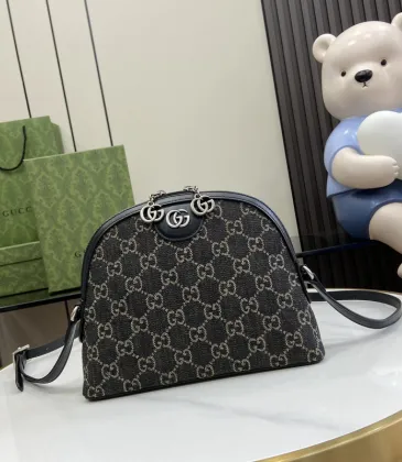 Gucci GG Denim Canvas Dome Crossbody Bag With Double G Hardware And Adjustable Strap #A50429