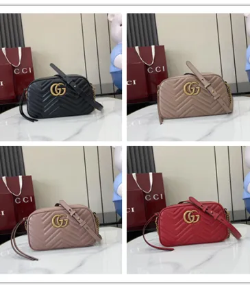 Gucci Red Quilted GG Metal Chain Crossbody Camera Bag 447632 #A66534