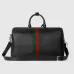 Gucci Black Leather Web Stripe Large Travel Duffle Bag 834460 #A66531